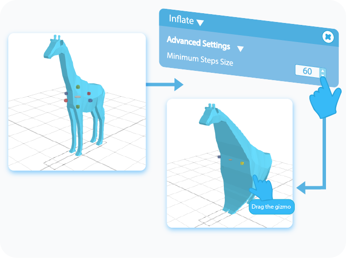 Customize the Minimum step size for the Inflate tool